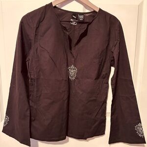 Vintage | Top | Bittersweet Brown with White Embroidery